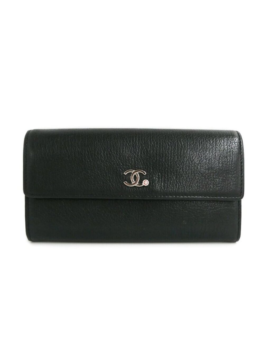 Chanel Lucky Flower Bifold Wallet Black Pink Leather CC Logo